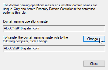 Domain Naming Master location